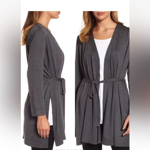 258.00 NWT EILEEN FISHER CARDIGAN ASH SZ M TENCEL ORGANIC COTTON SILK - Picture 3 of 9